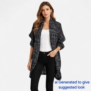 Sweater Shrug, Black-White Marled, One Size Fits Most